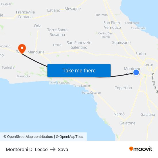 Monteroni Di Lecce to Sava map