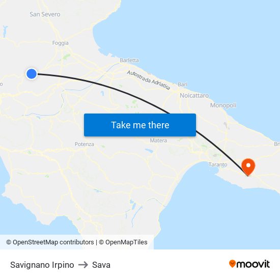 Savignano Irpino to Sava map