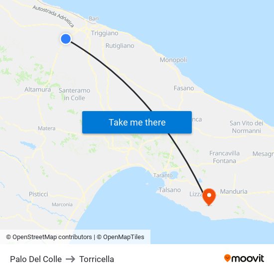 Palo Del Colle to Torricella map