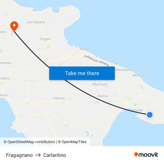 Fragagnano to Carlantino map