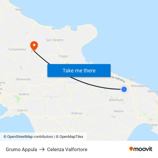 Grumo Appula to Celenza Valfortore map