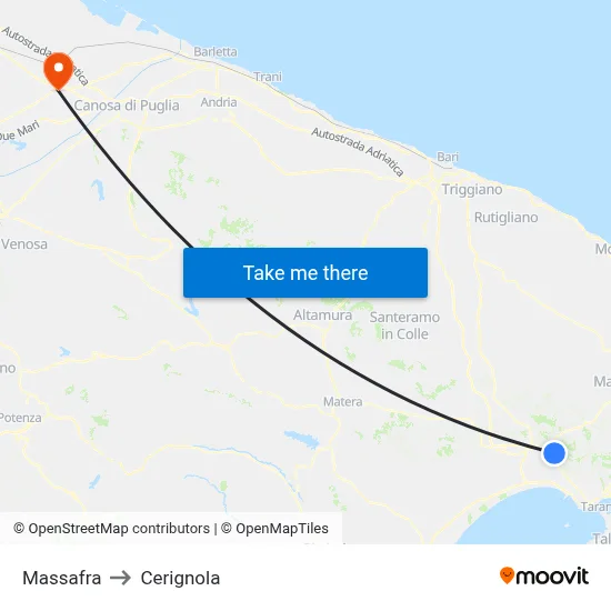 Massafra to Cerignola map