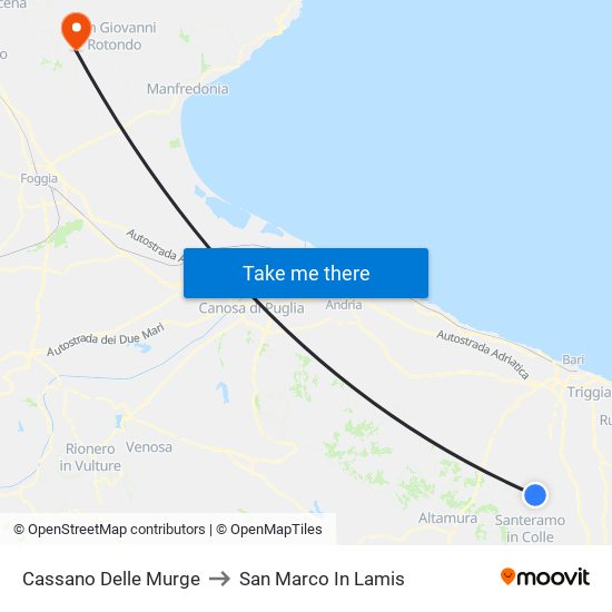 Cassano Delle Murge to San Marco In Lamis map