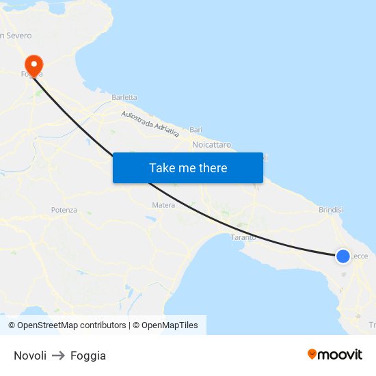 Novoli to Foggia map