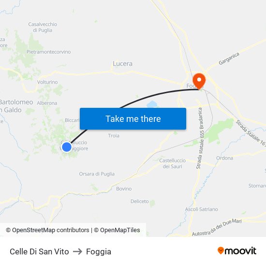 Celle Di San Vito to Foggia map