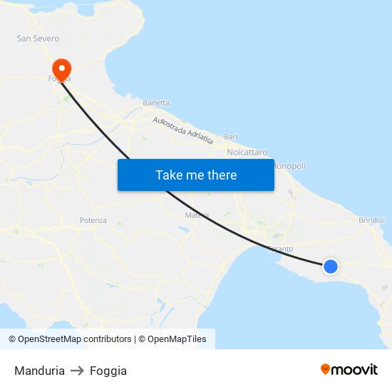 Manduria to Foggia map