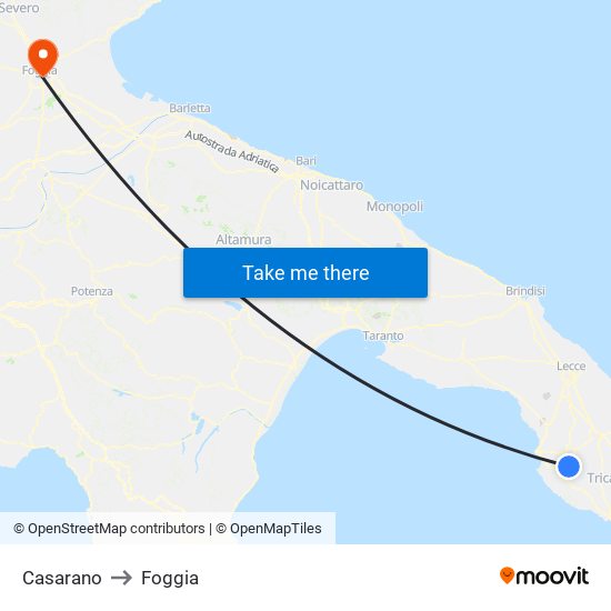 Casarano to Foggia map