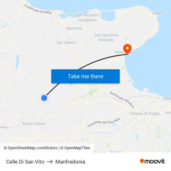 Celle Di San Vito to Manfredonia map