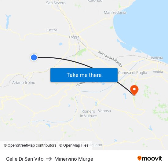 Celle Di San Vito to Minervino Murge map
