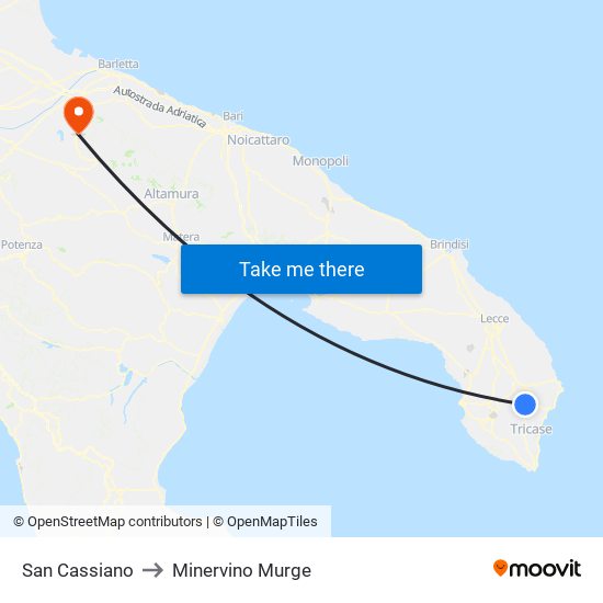 San Cassiano to Minervino Murge map