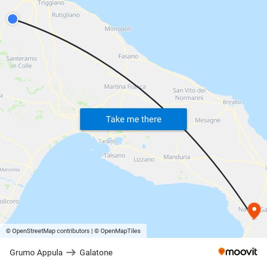 Grumo Appula to Galatone map