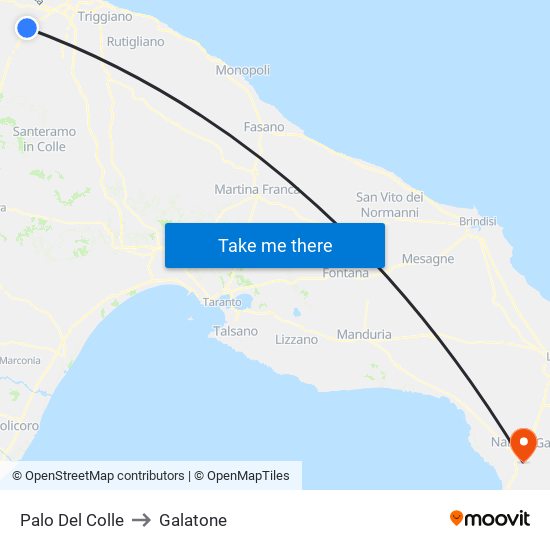 Palo Del Colle to Galatone map
