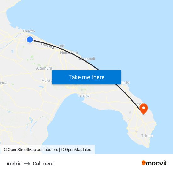 Andria to Calimera map