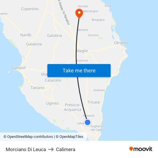 Morciano Di Leuca to Calimera map