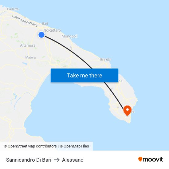 Sannicandro Di Bari to Alessano map