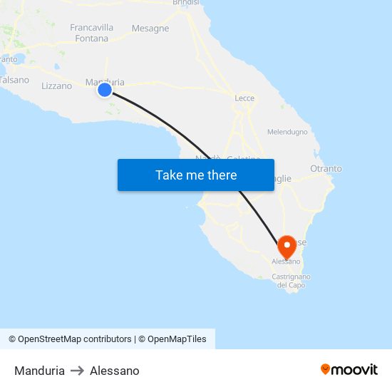 Manduria to Alessano map