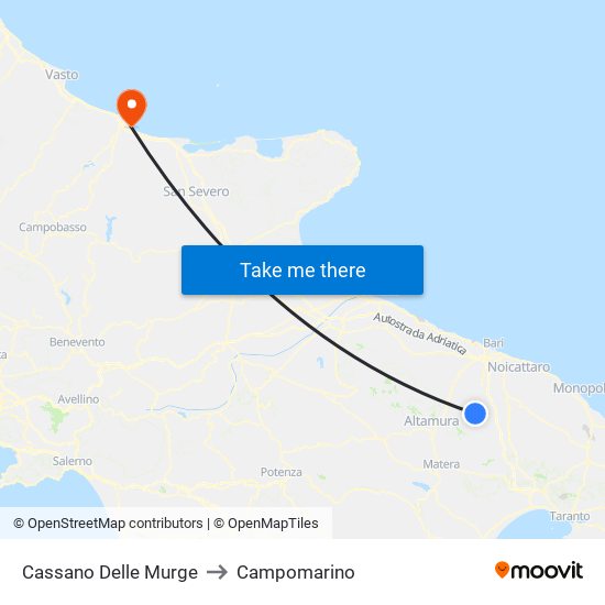 Cassano Delle Murge to Campomarino map