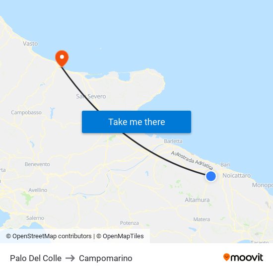 Palo Del Colle to Campomarino map