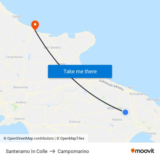 Santeramo In Colle to Campomarino map