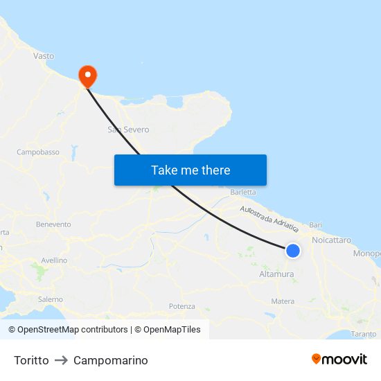 Toritto to Campomarino map