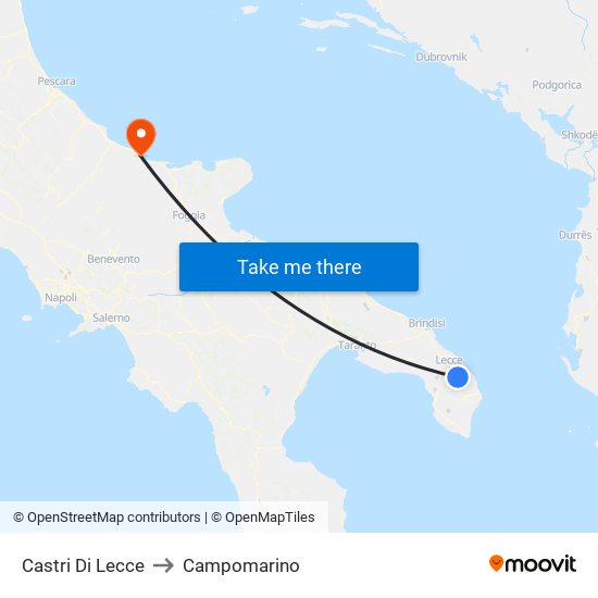 Castri Di Lecce to Campomarino map