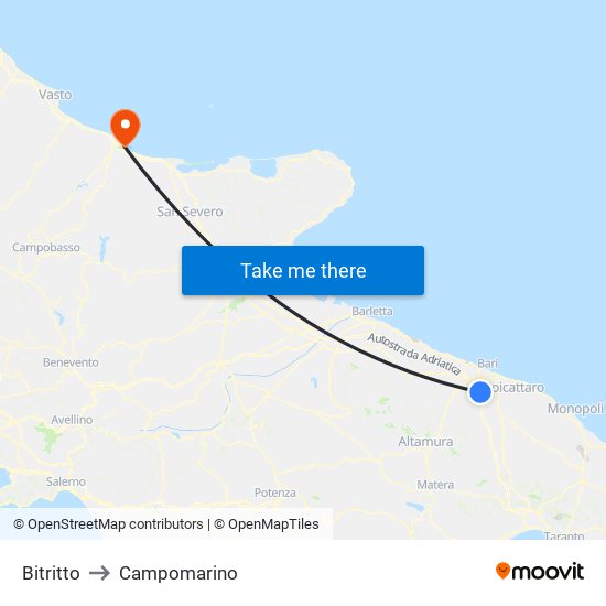 Bitritto to Campomarino map