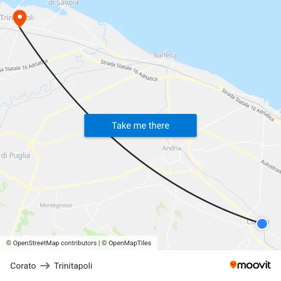 Corato to Trinitapoli map