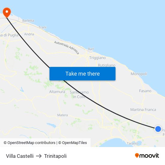 Villa Castelli to Trinitapoli map
