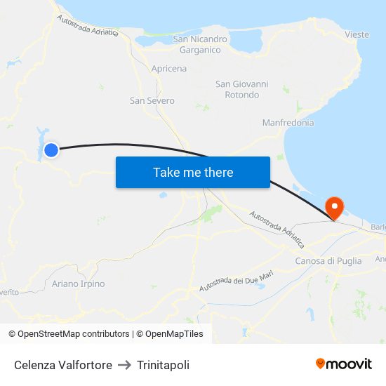 Celenza Valfortore to Trinitapoli map