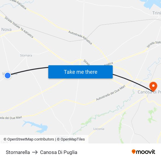 Stornarella to Canosa Di Puglia map
