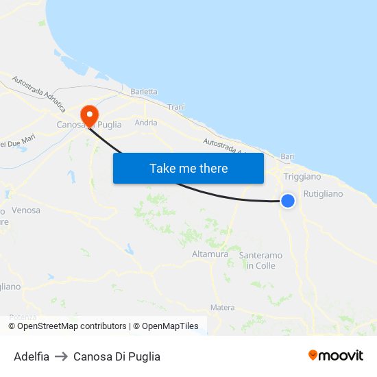 Adelfia to Canosa Di Puglia map