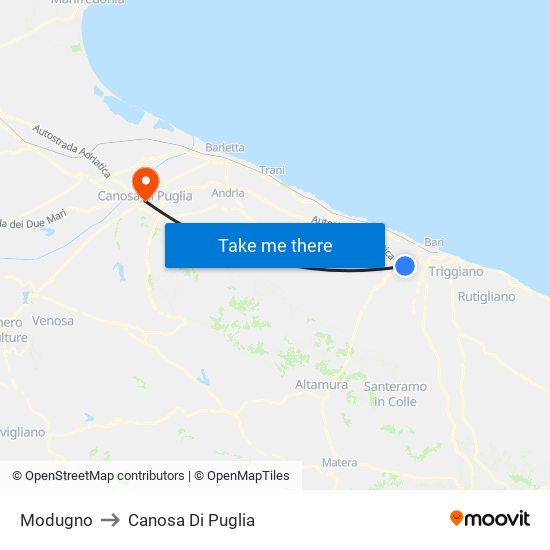 Modugno to Canosa Di Puglia map