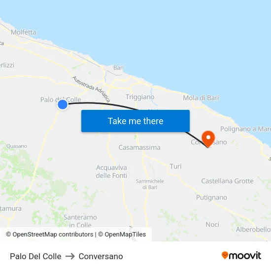 Palo del Colle to Conversano map