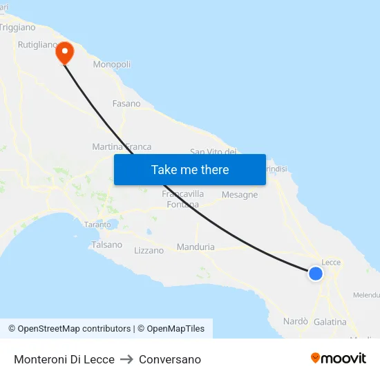 Monteroni Di Lecce to Conversano map