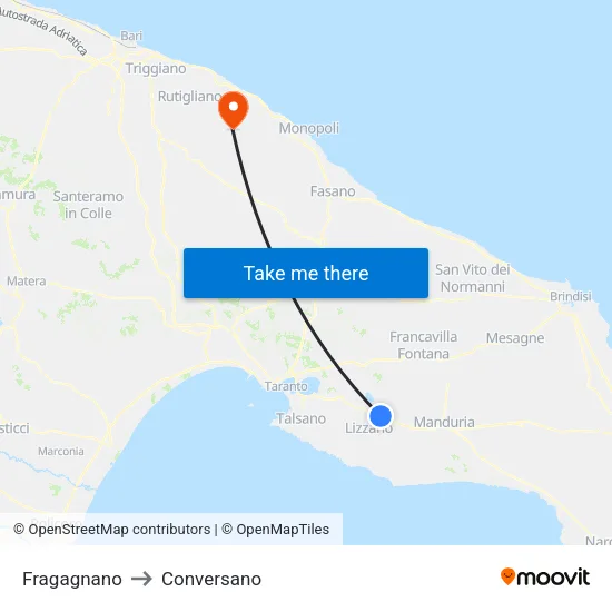 Fragagnano to Conversano map