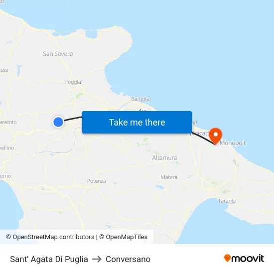 Sant'Agata di Puglia to Conversano map