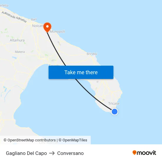 Gagliano del Capo to Conversano map