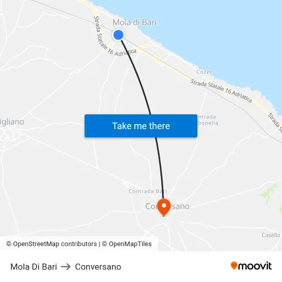 Mola Di Bari to Conversano map