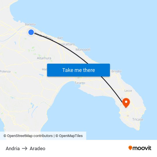 Andria to Aradeo map