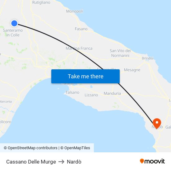 Cassano Delle Murge to Nardò map
