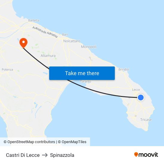 Castri Di Lecce to Spinazzola map