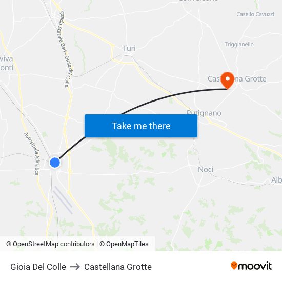Gioia Del Colle to Castellana Grotte map