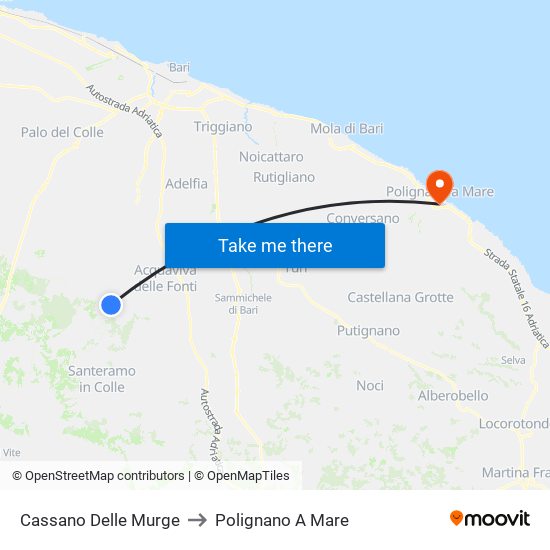 Cassano Delle Murge to Polignano A Mare map