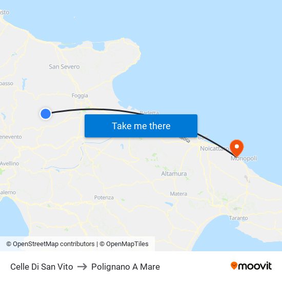 Celle Di San Vito to Polignano A Mare map