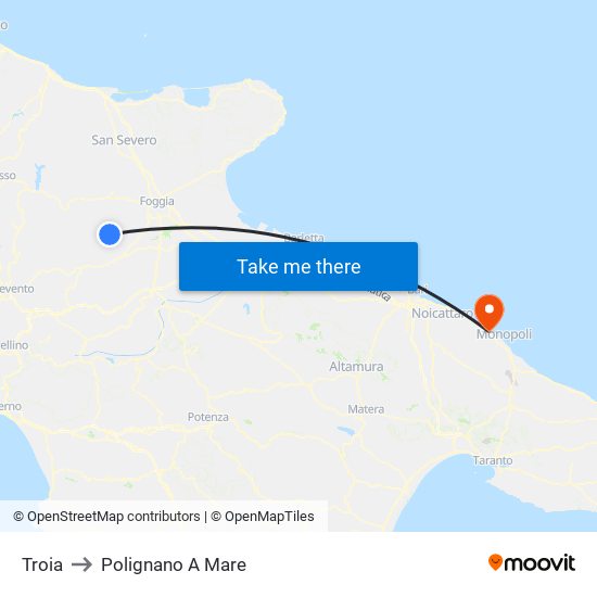 Troia to Polignano A Mare map