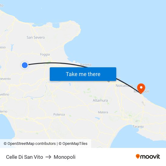 Celle Di San Vito to Monopoli map