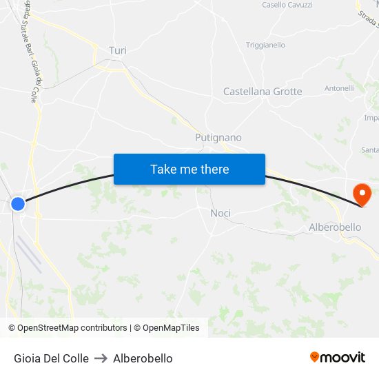 Gioia Del Colle to Alberobello map