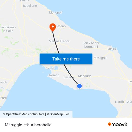 Maruggio to Alberobello map