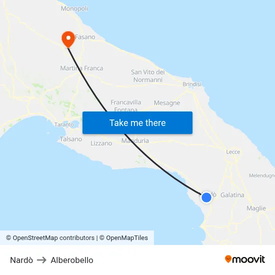 Nardò to Alberobello map