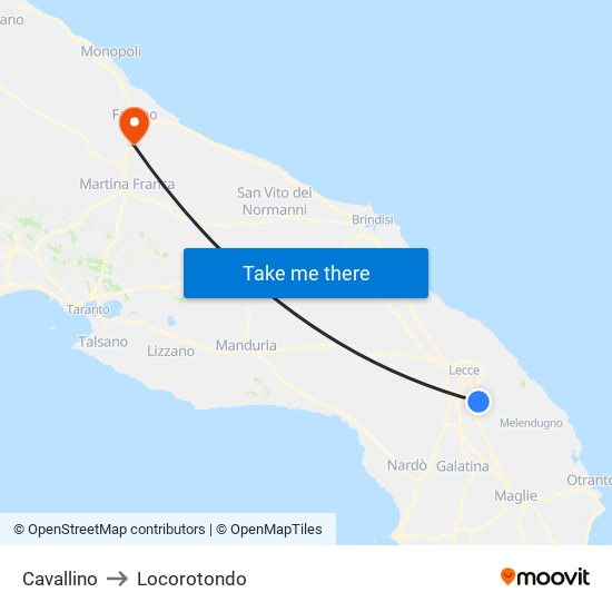 Cavallino to Locorotondo map